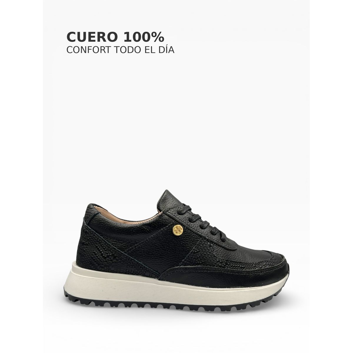 CALZADO BONT - Tenis Mujer Cuero 100% Negros Elegantes, Cómodos y Resistentes  Bont Catania