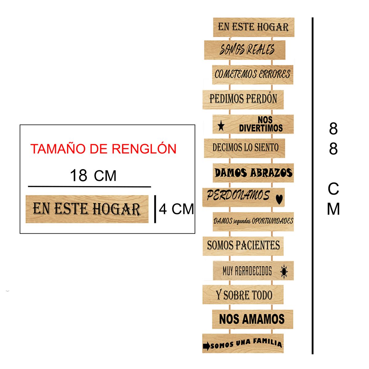 GENERICO - Frase Pequeña Decorativa en Madera y Vinilo OP2 EN ESTE HOGAR