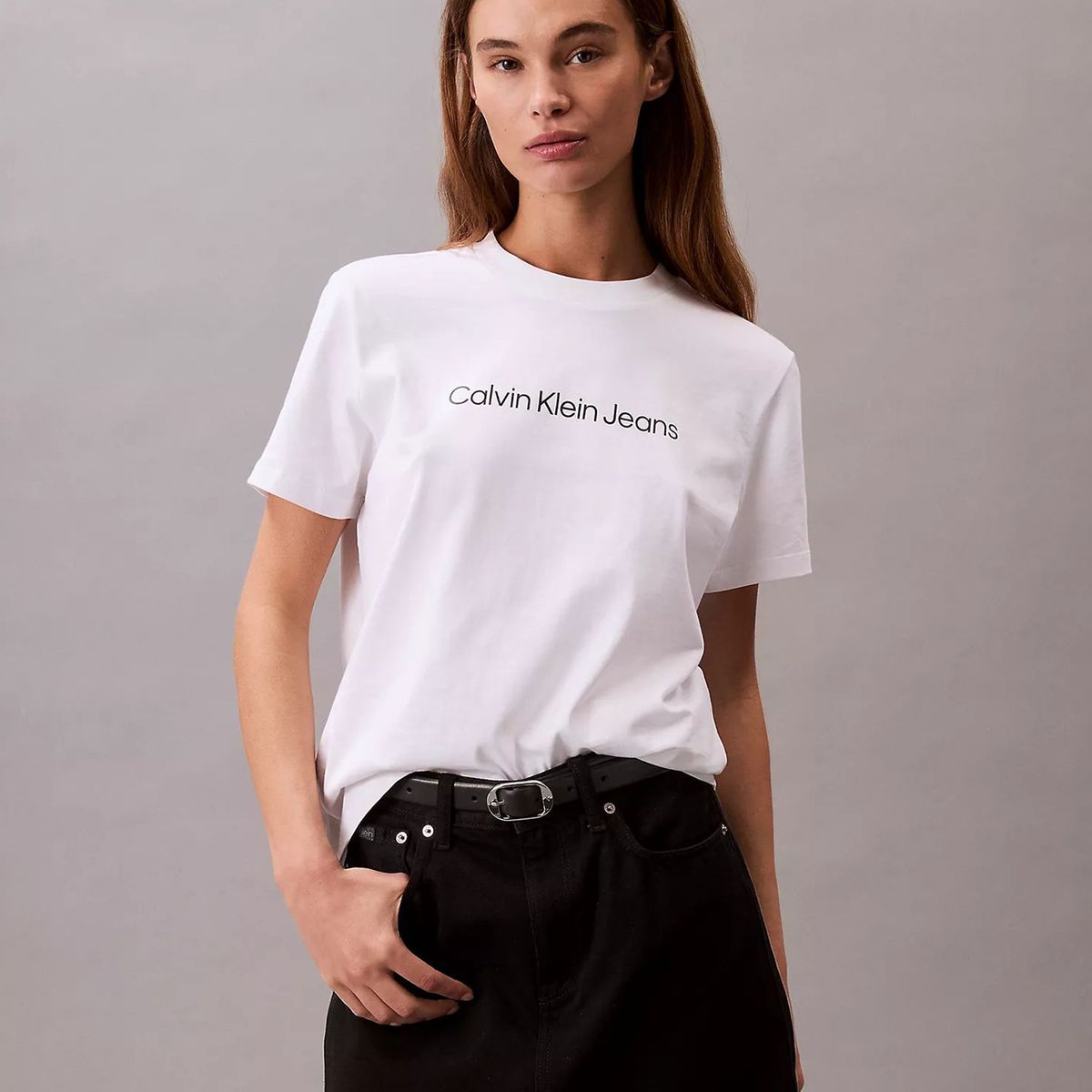 CALVIN KLEIN - Camiseta blanca clásica con logo estampado Calvin Klein