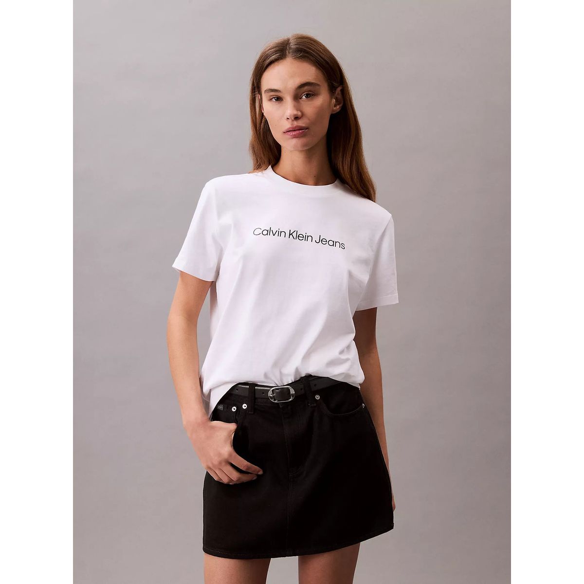 CALVIN KLEIN - Camiseta blanca clásica con logo estampado Calvin Klein