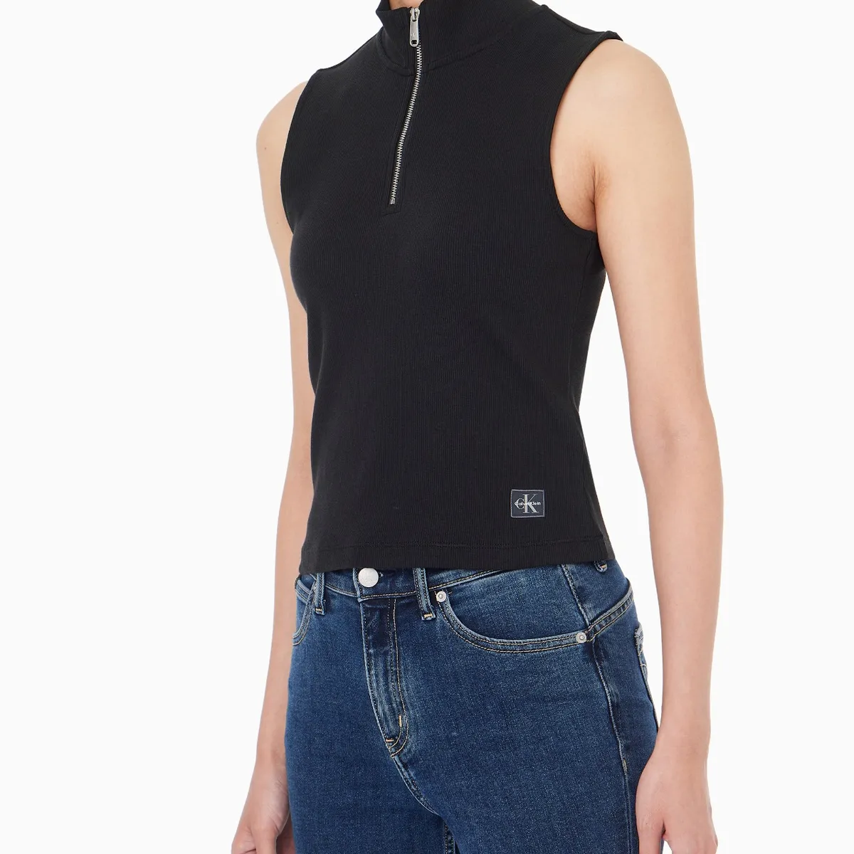 CALVIN KLEIN - Camiseta negra sin mangas con cremallera Calvin Klein