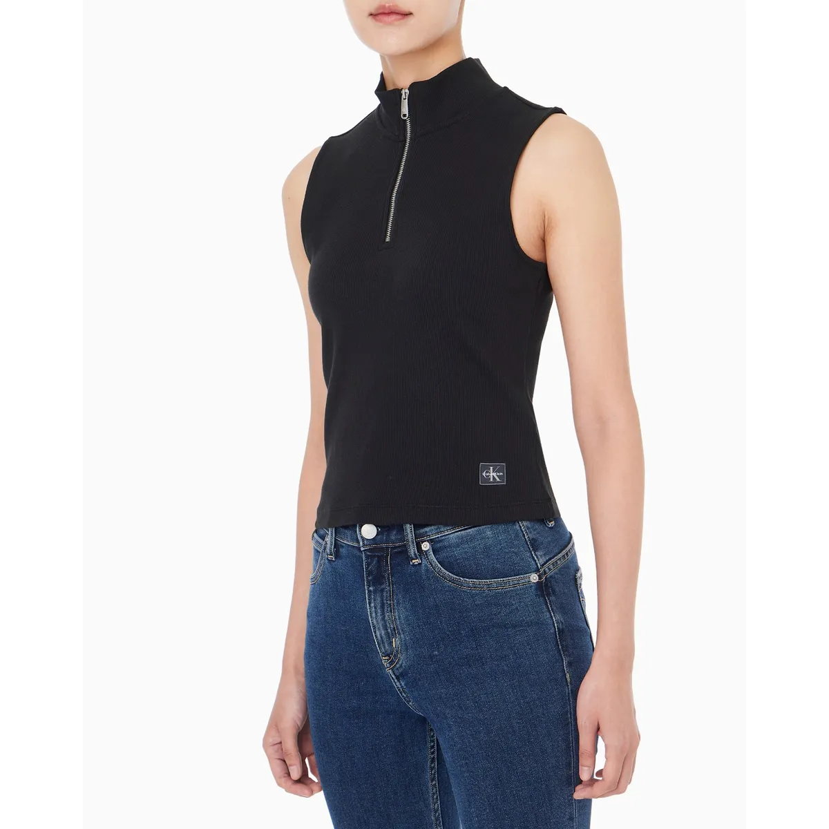 CALVIN KLEIN - Camiseta negra sin mangas con cremallera Calvin Klein