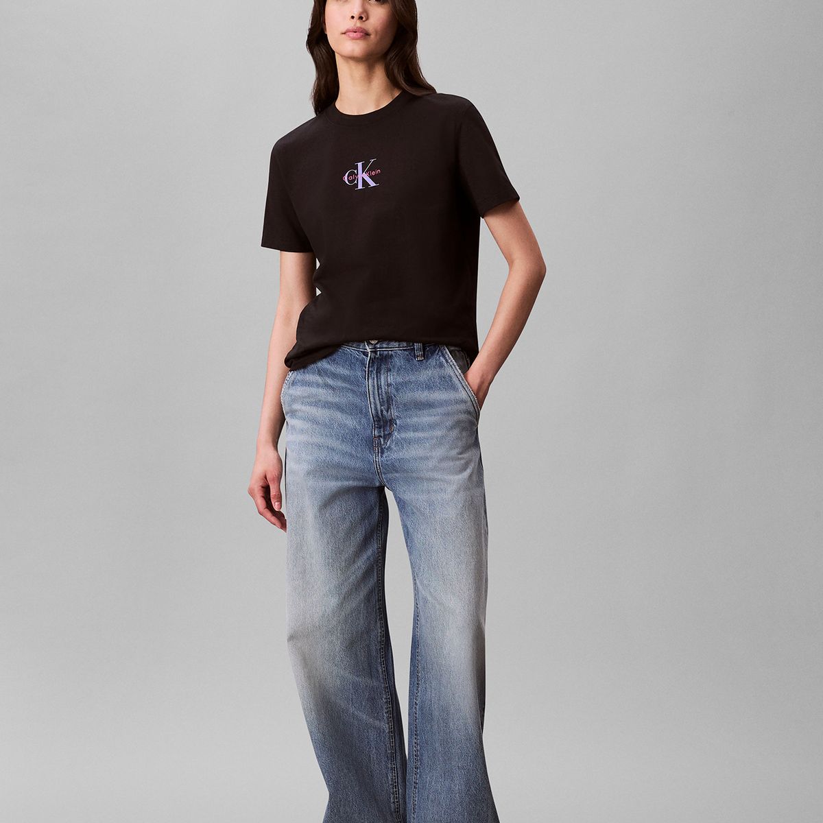 CALVIN KLEIN - Camiseta negra classic con monograma Calvin Klein