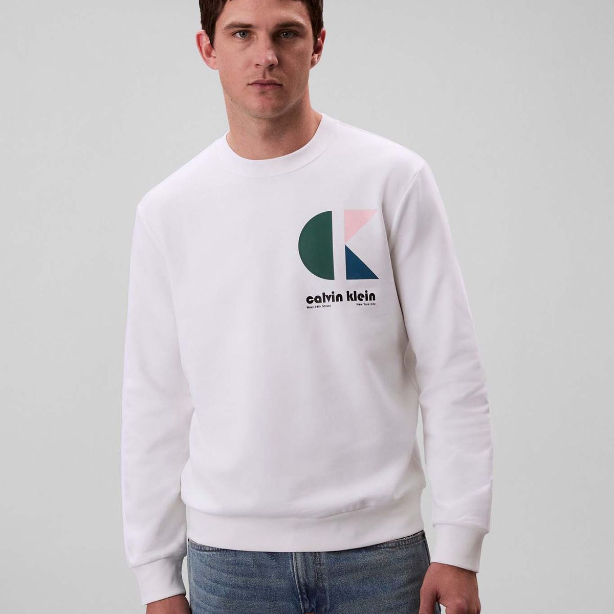 CALVIN KLEIN - Saco blanco de felpa con logotipo Calvin Klein