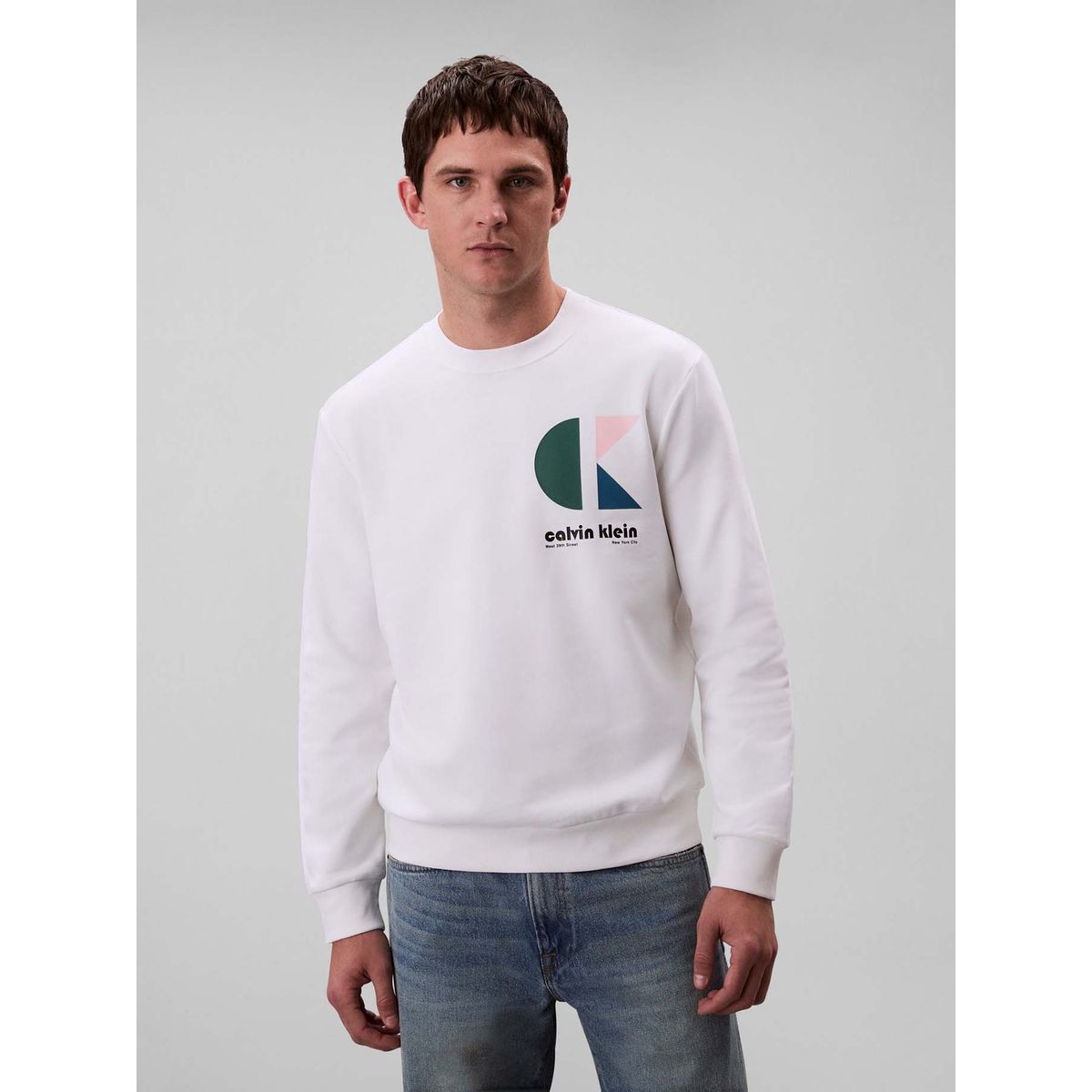 CALVIN KLEIN - Saco blanco de felpa con logotipo Calvin Klein