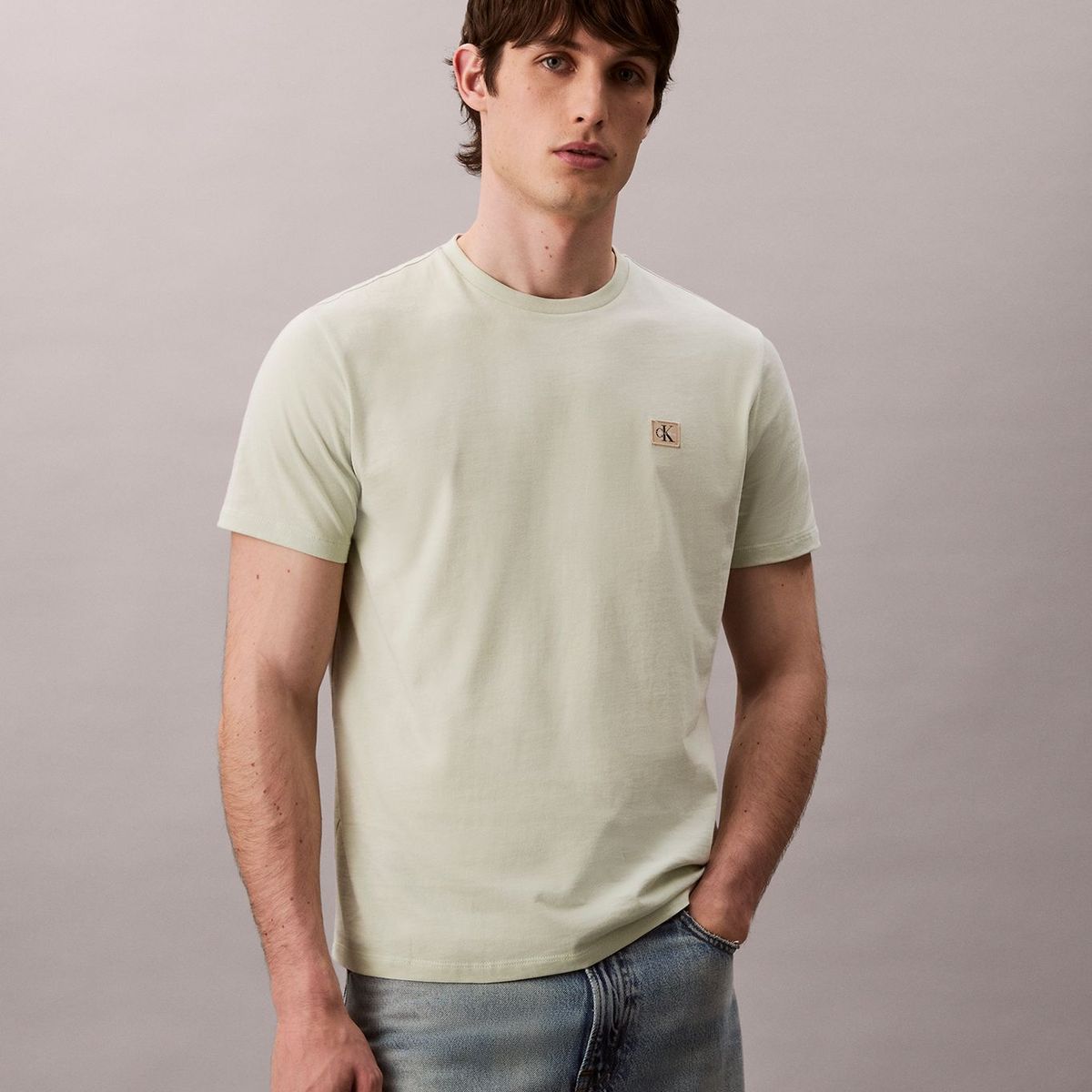 CALVIN KLEIN - Camiseta beige classic con monograma Calvin Klein