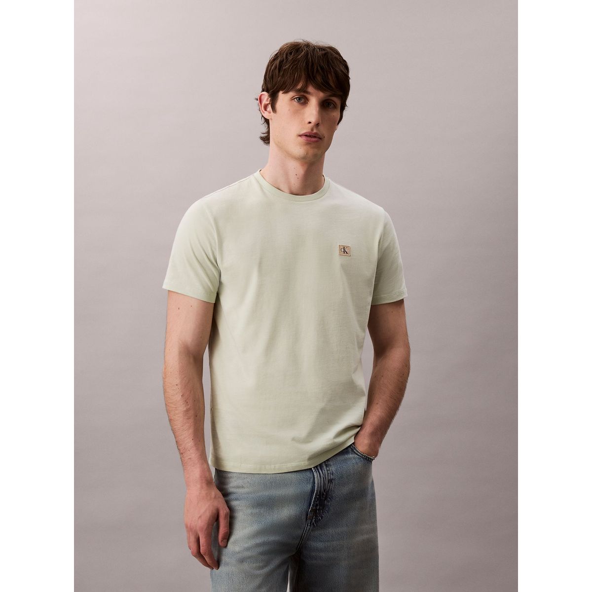 CALVIN KLEIN - Camiseta beige classic con monograma Calvin Klein