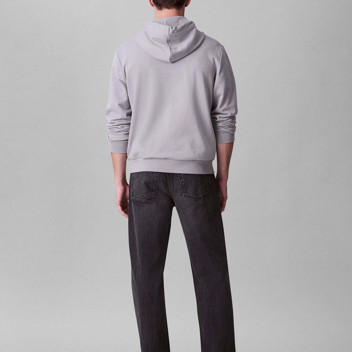 CALVIN KLEIN - Buzo gris de felpa con logotipo bordado Calvin Klein