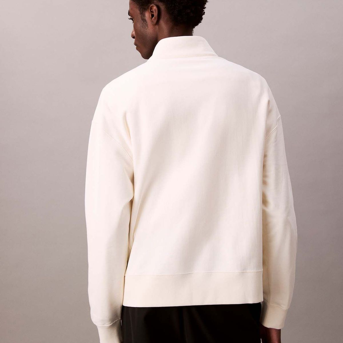 CALVIN KLEIN - Saco blanco con cremallera 1/4 y logo punto cadeneta Calvin Klein