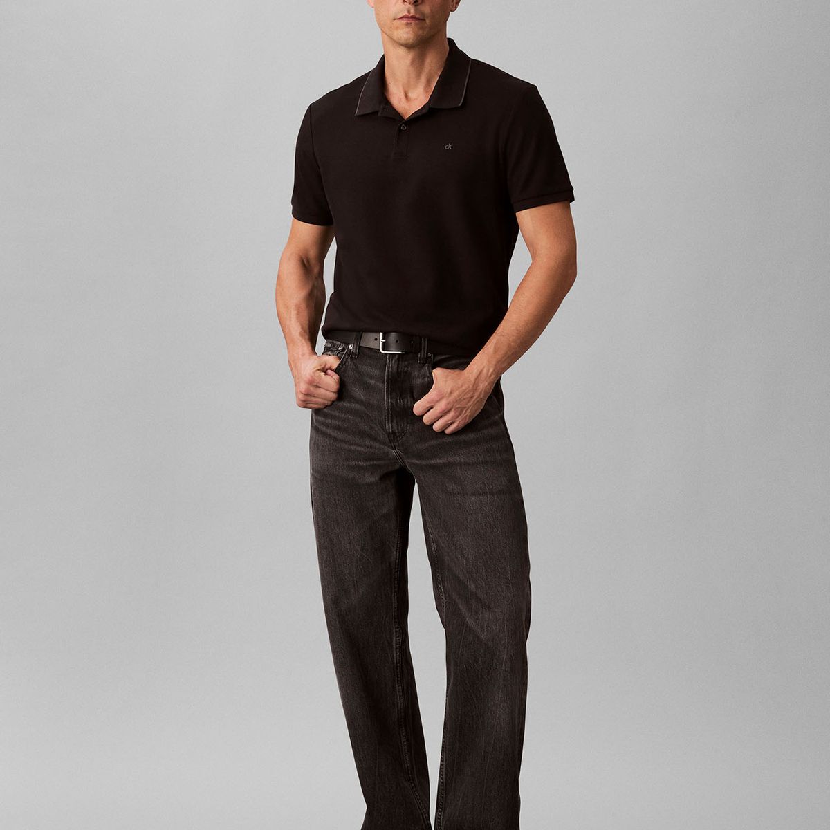 CALVIN KLEIN - Polo negro de manga corta en tejido piqué Calvin Klein