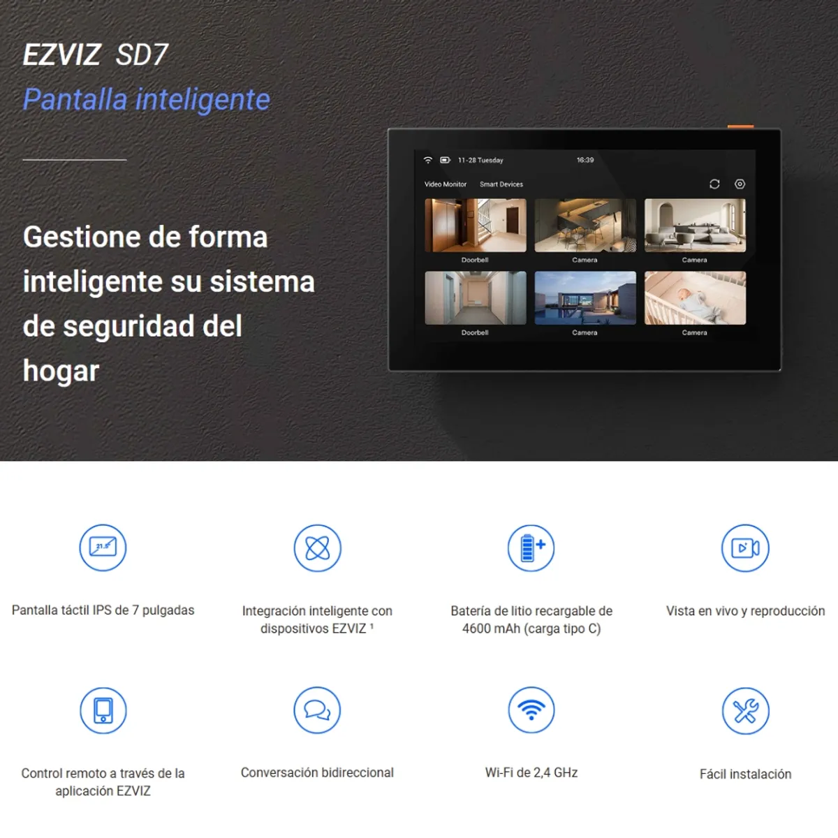 EZVIZ - Monitor Táctil Inteligente De Seguridad Smart Home Ezviz SD7