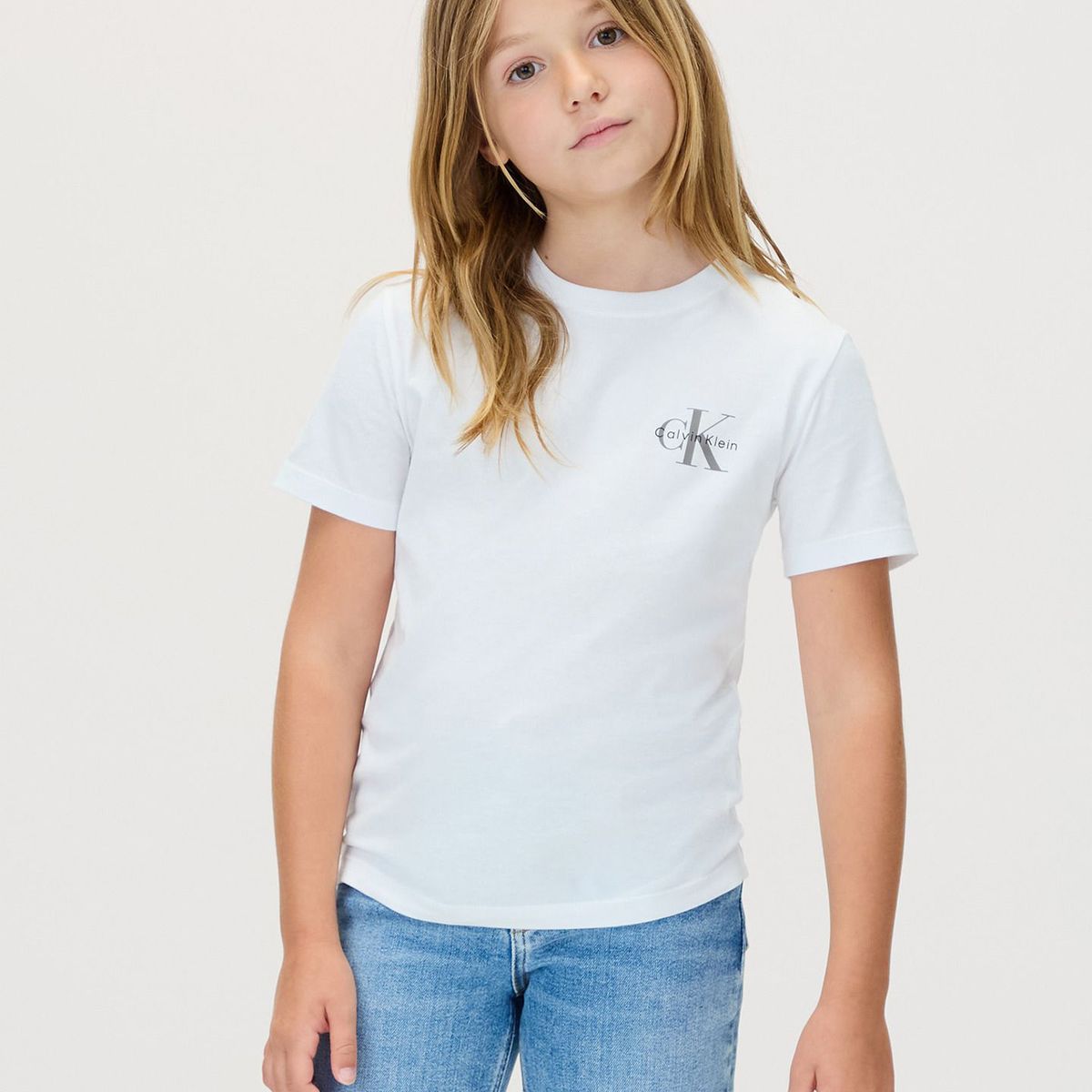 CALVIN KLEIN - Camiseta blanca infantil con monograma Calvin Klein