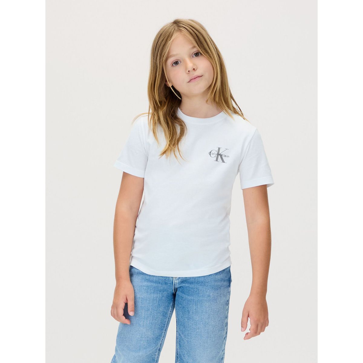 CALVIN KLEIN - Camiseta blanca infantil con monograma Calvin Klein