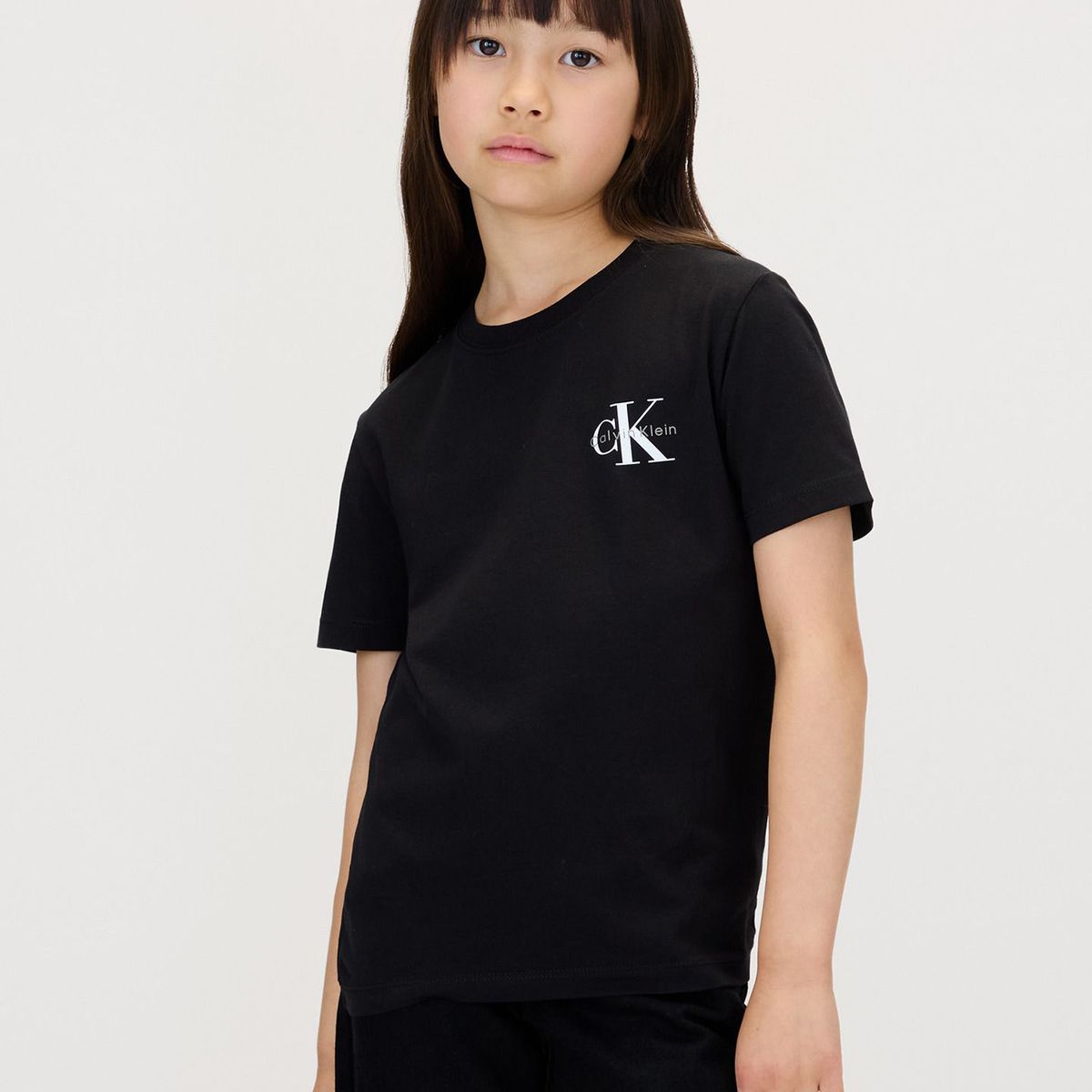 CALVIN KLEIN - Camiseta negra infantil con monograma Calvin Klein