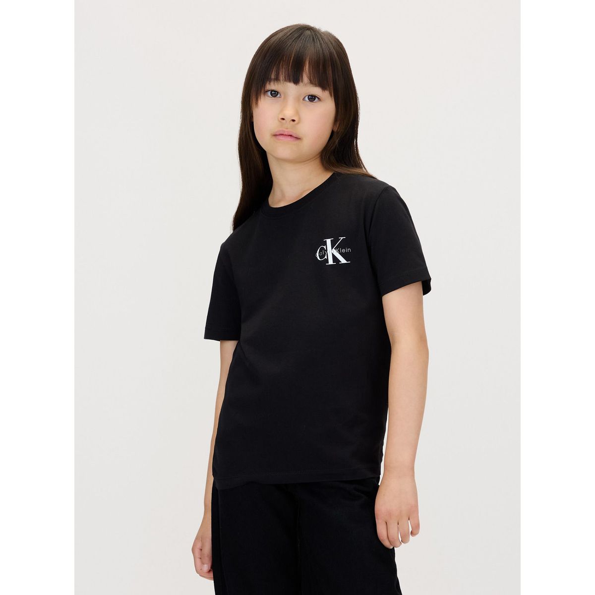 CALVIN KLEIN - Camiseta negra infantil con monograma Calvin Klein