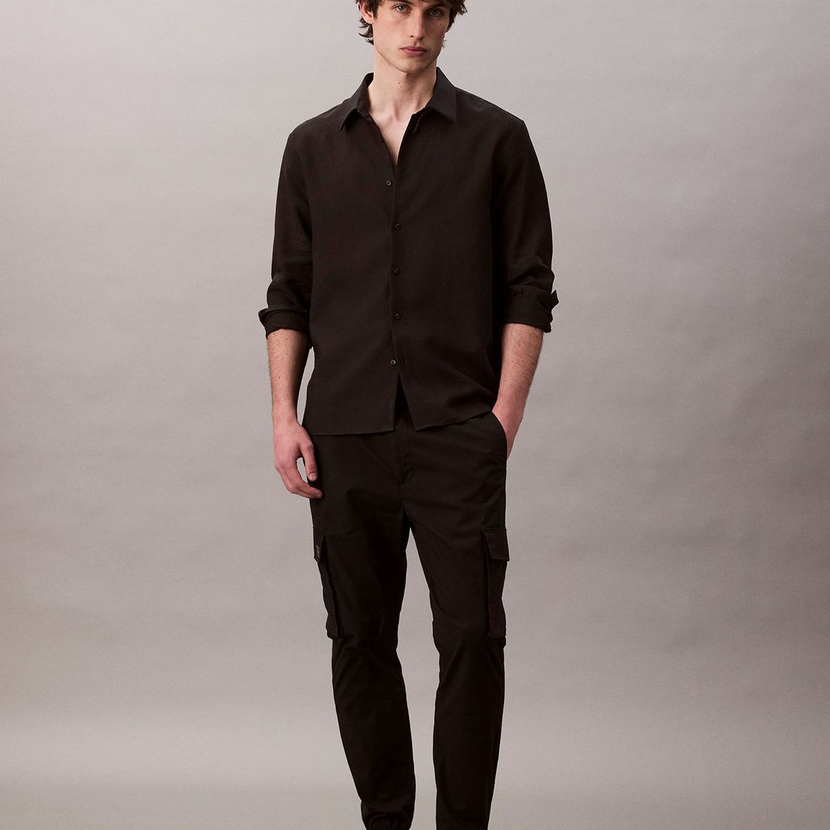 CALVIN KLEIN - Pantalones negro cargo skinny de ripstop Calvin Klein