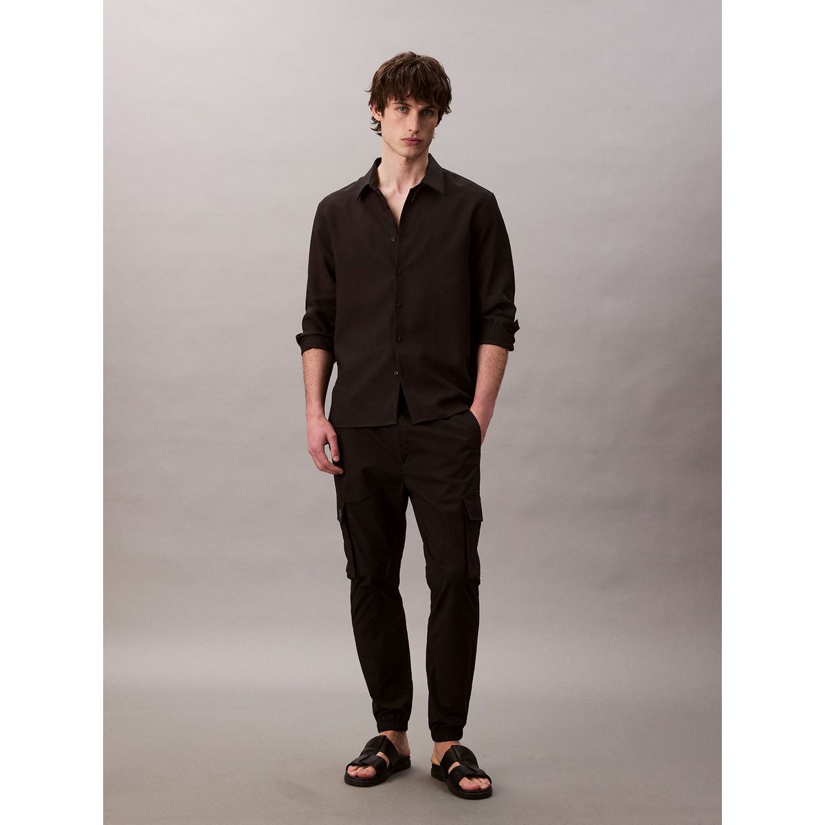 CALVIN KLEIN - Pantalones negro cargo skinny de ripstop Calvin Klein