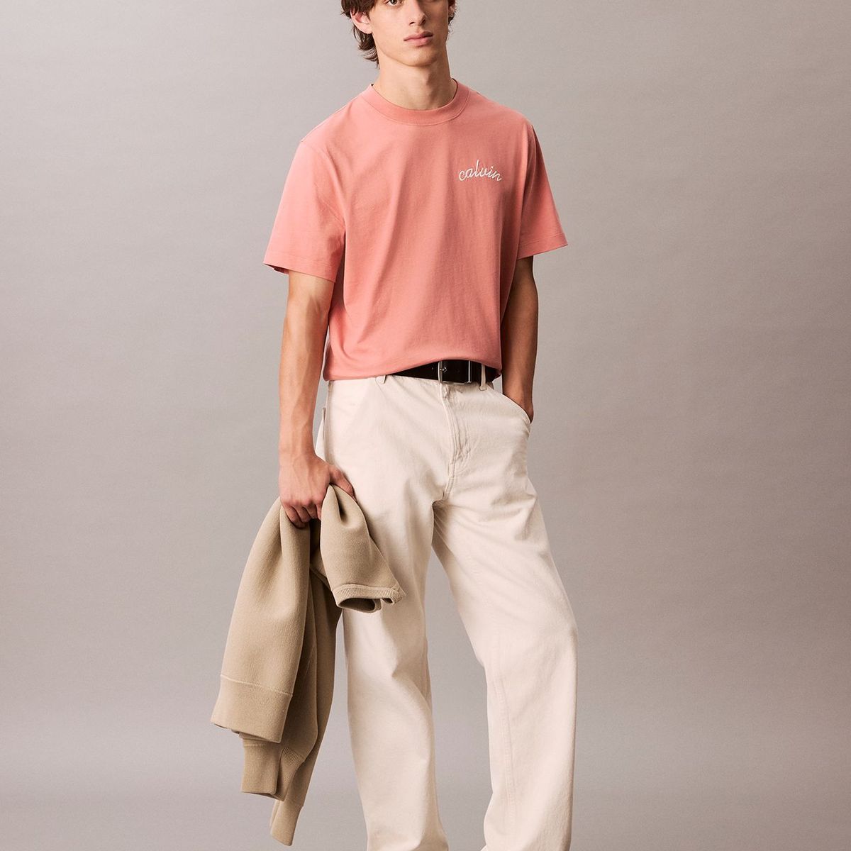 CALVIN KLEIN - Camiseta rosada con logo bordado Calvin Klein