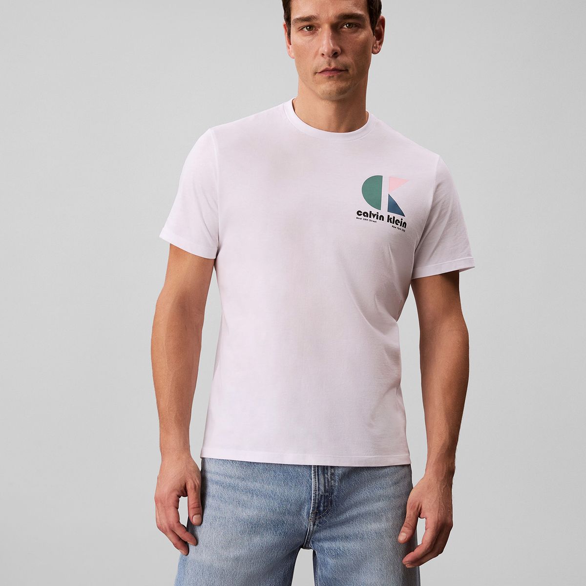 CALVIN KLEIN - Camiseta blanca con monograma gráfico Calvin Klein