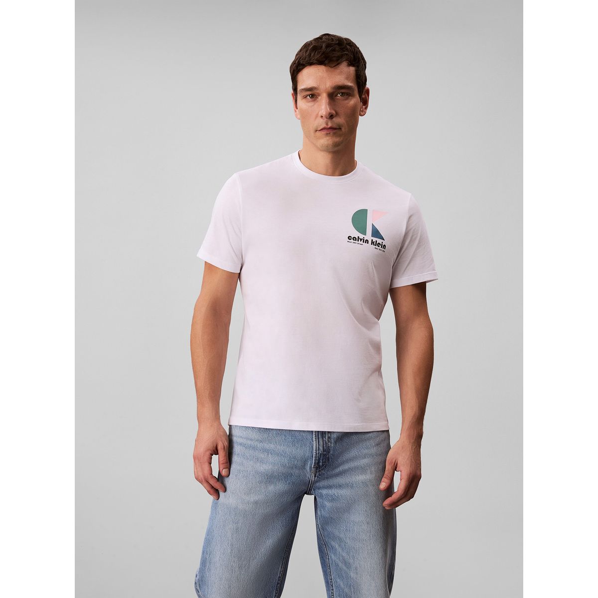 CALVIN KLEIN - Camiseta blanca con monograma gráfico Calvin Klein