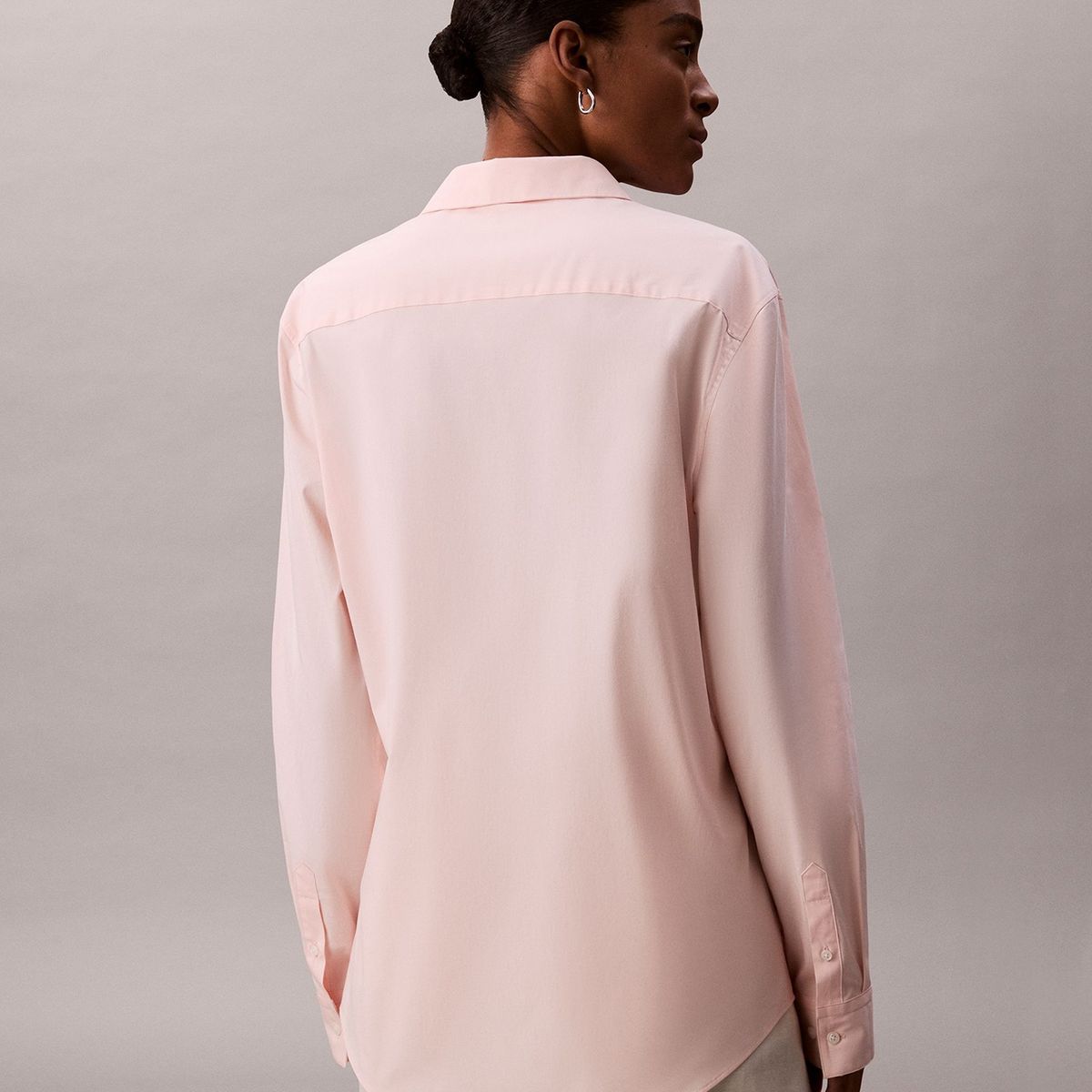 CALVIN KLEIN - Camisa rosa slim fit elástica de manga larga Calvin Klein