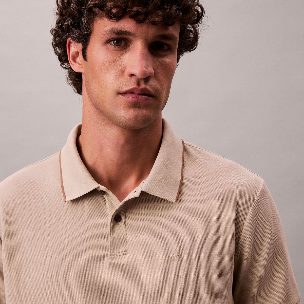 CALVIN KLEIN - Polo blanco de manga corta en tejido piqué Calvin Klein