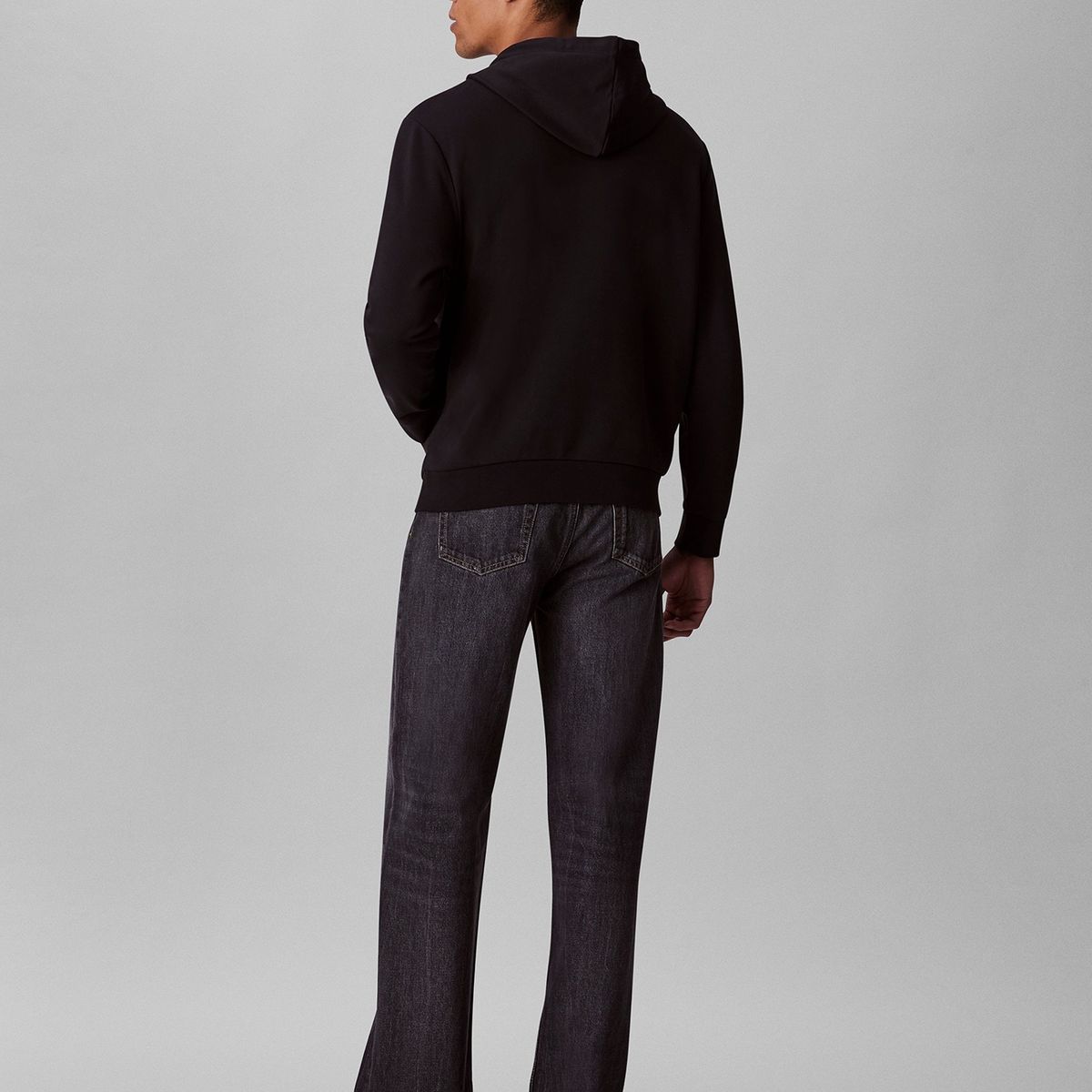 CALVIN KLEIN - Buzo negro de felpa con monograma Calvin Klein