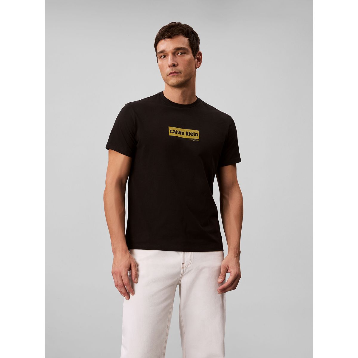 CALVIN KLEIN - Camiseta negra con box logo Calvin Klein