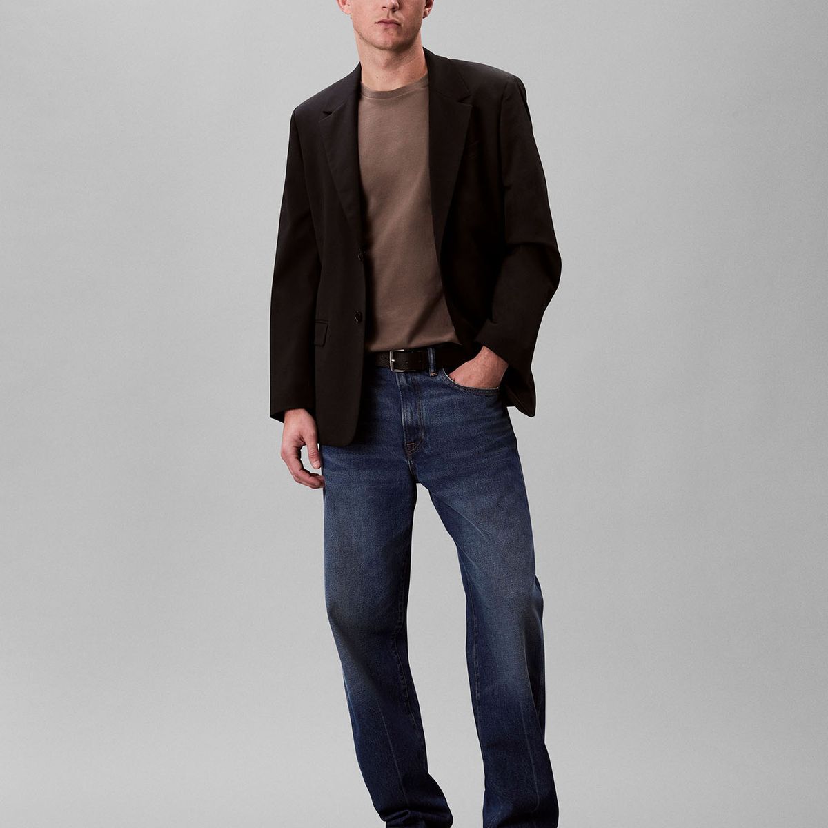 CALVIN KLEIN - Camiseta chocolate de algodón con monograma bordado Calvin Klein