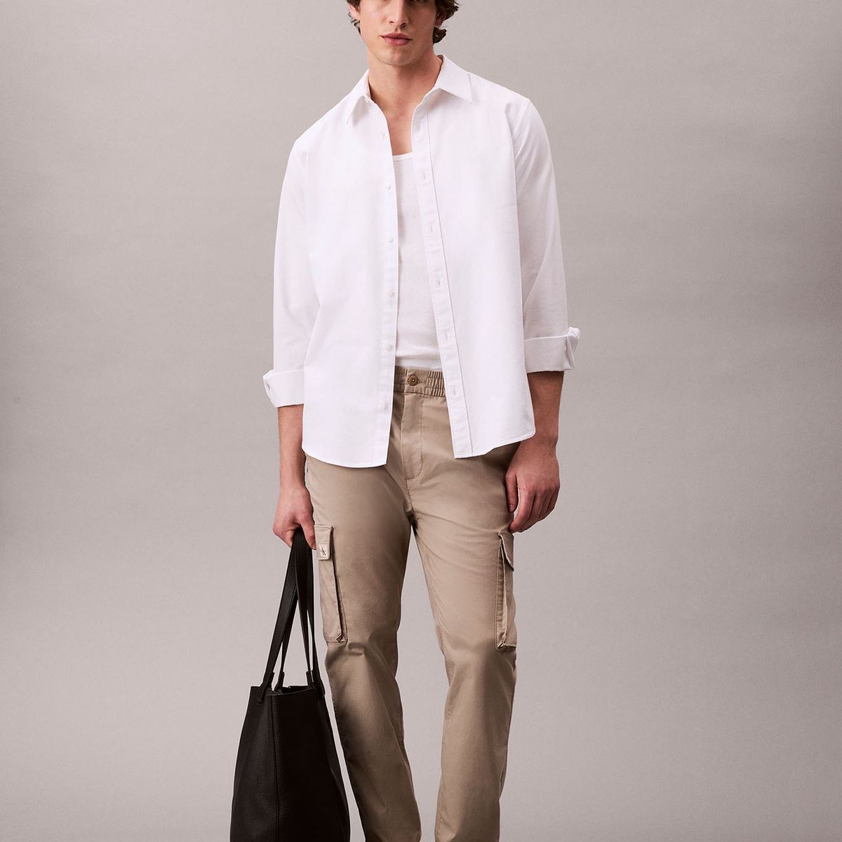 CALVIN KLEIN - Pantalones beige cargo skinny de ripstop Calvin Klein