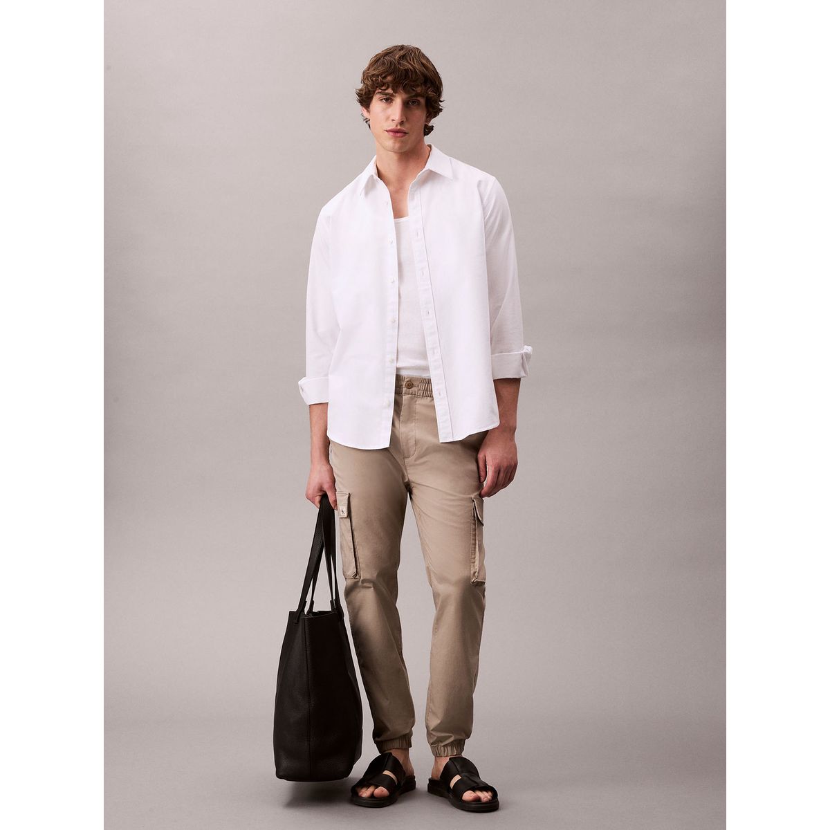 CALVIN KLEIN - Pantalones beige cargo skinny de ripstop Calvin Klein