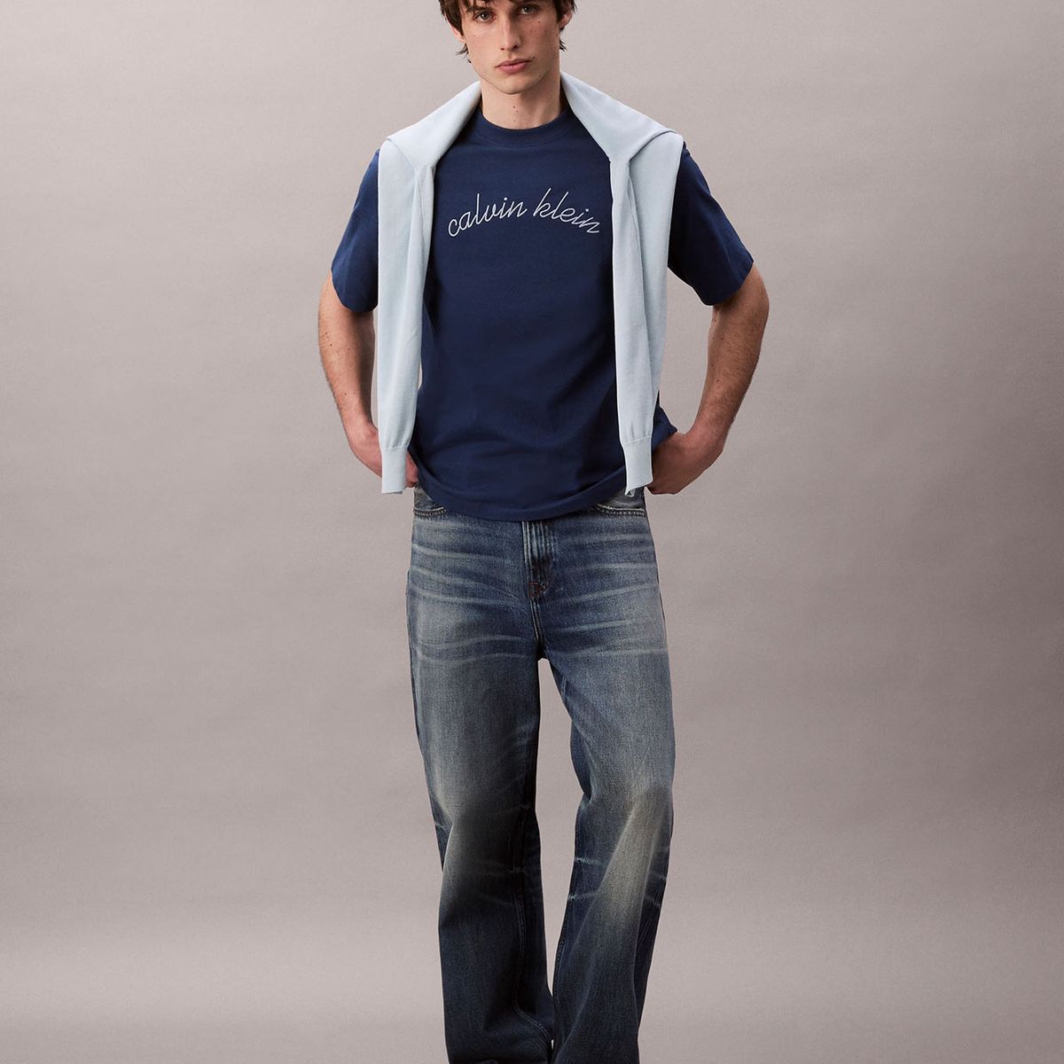 CALVIN KLEIN - Camiseta azul con logo bordado Calvin Klein