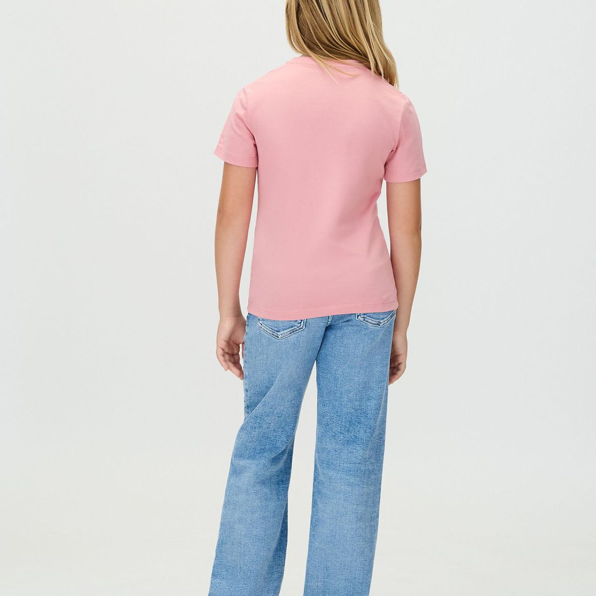 CALVIN KLEIN - Camiseta rosada de manga corta con insignia de logo bordada Calvin Klein