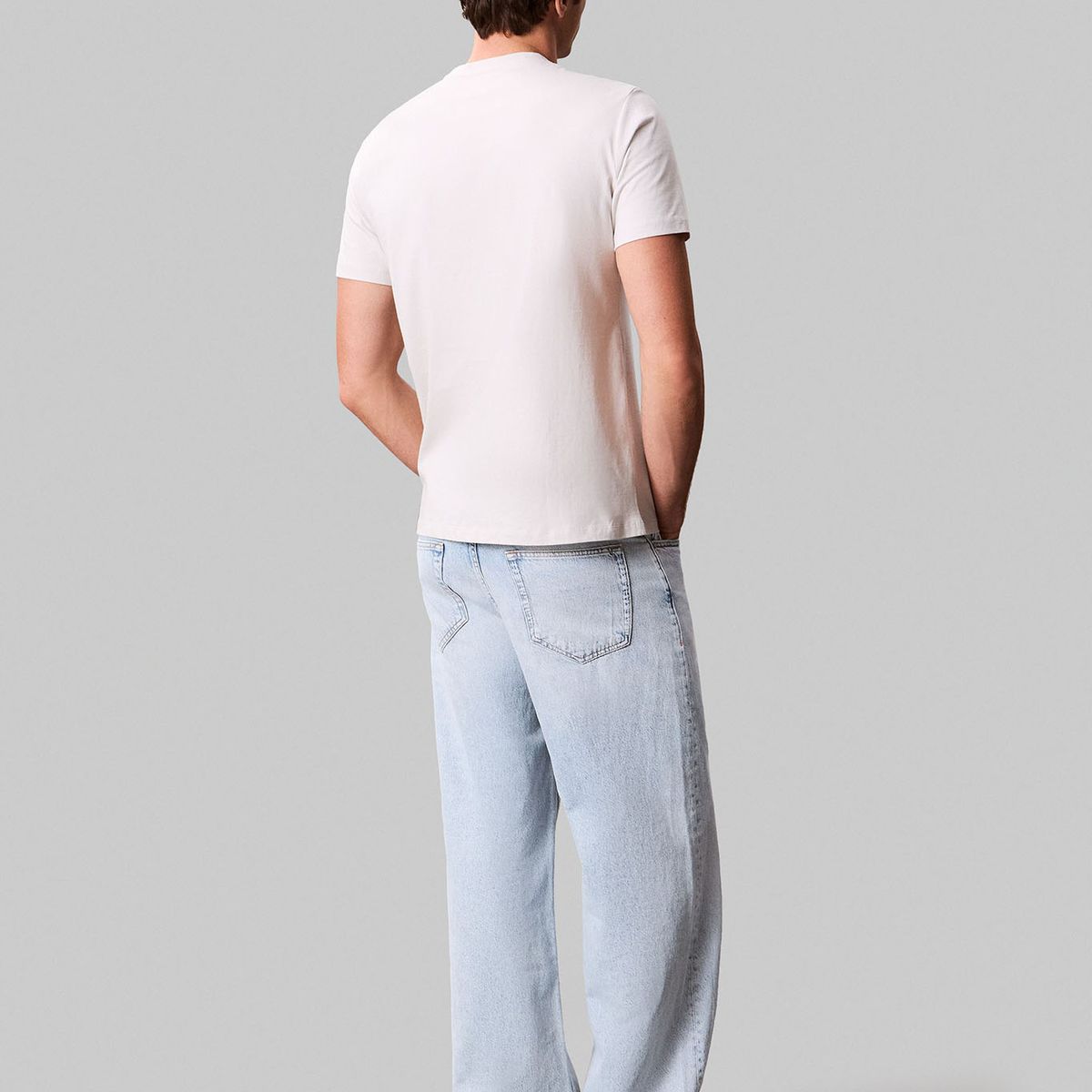 CALVIN KLEIN - Camiseta beige con box logo Calvin Klein