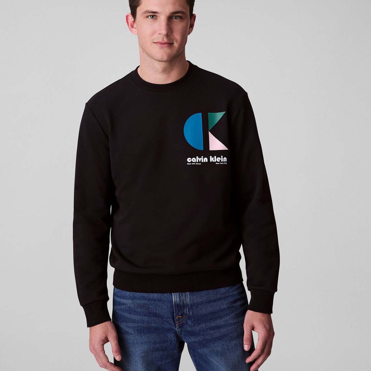 CALVIN KLEIN - Saco negro de felpa con logotipo Calvin Klein