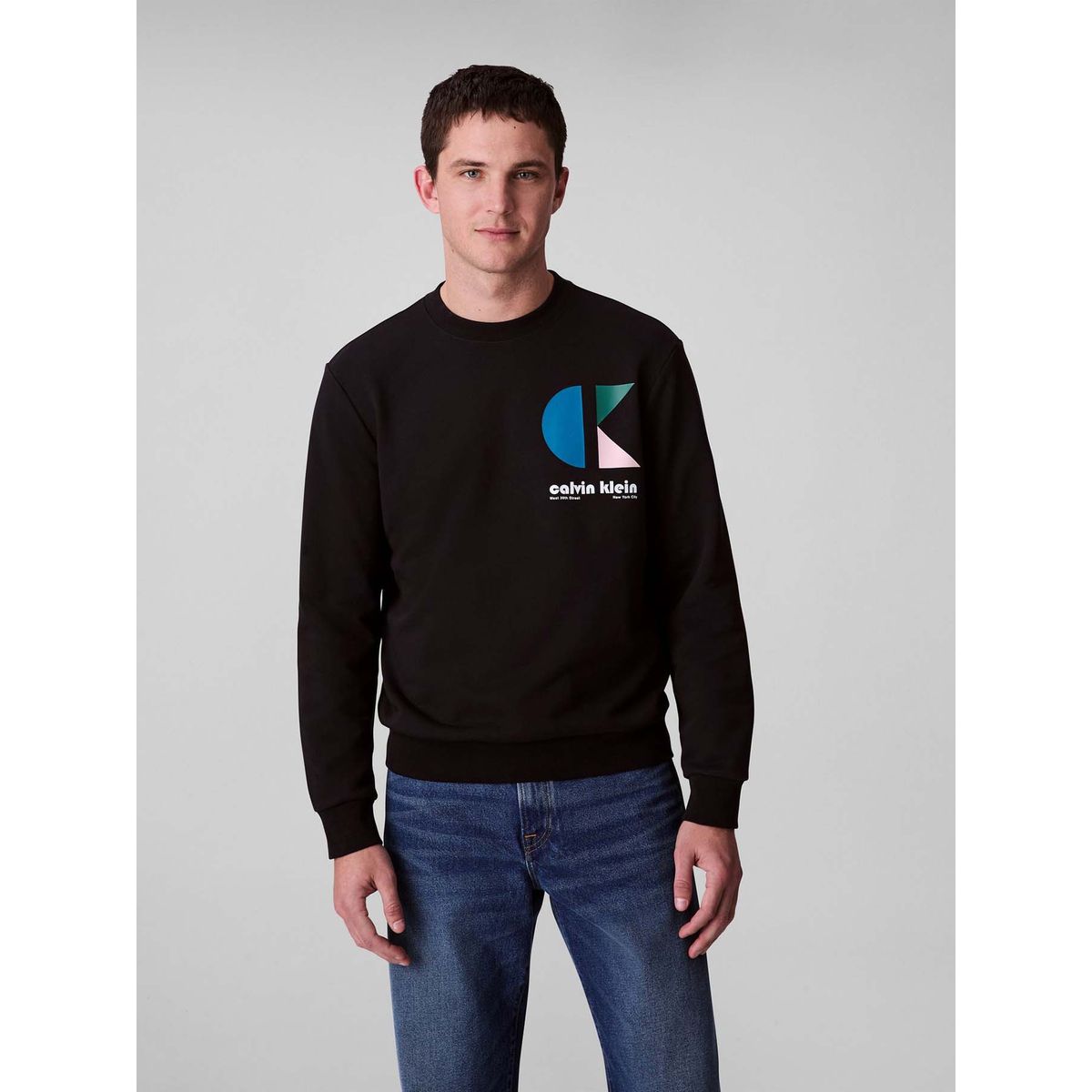 CALVIN KLEIN - Saco negro de felpa con logotipo Calvin Klein