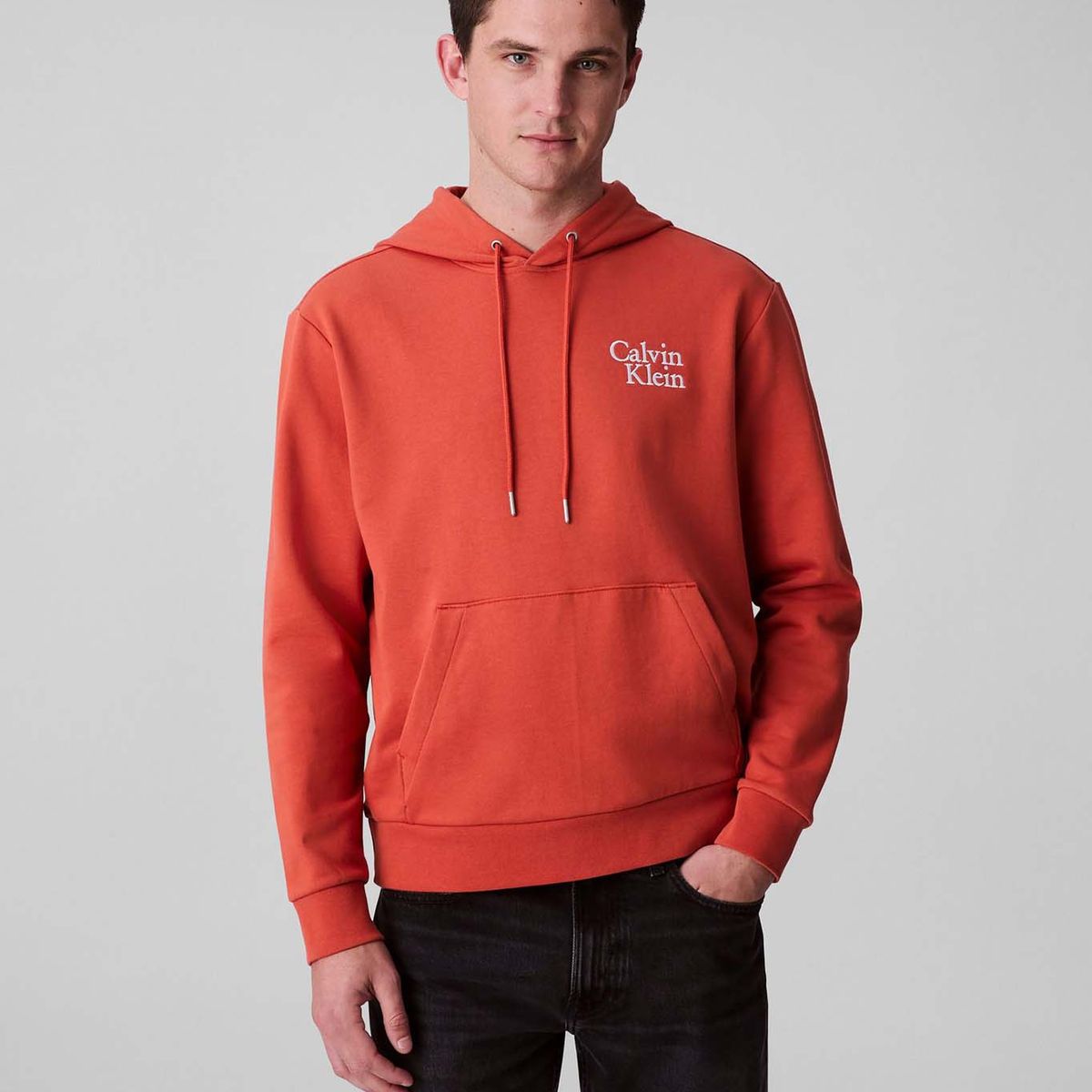 CALVIN KLEIN - Buzo rojo de felpa con logotipo bordado Calvin Klein