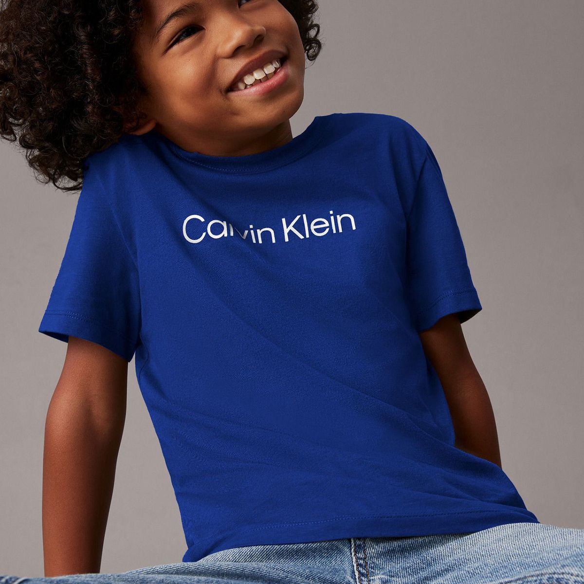 CALVIN KLEIN - Camiseta azul con logo infantil Calvin Klein