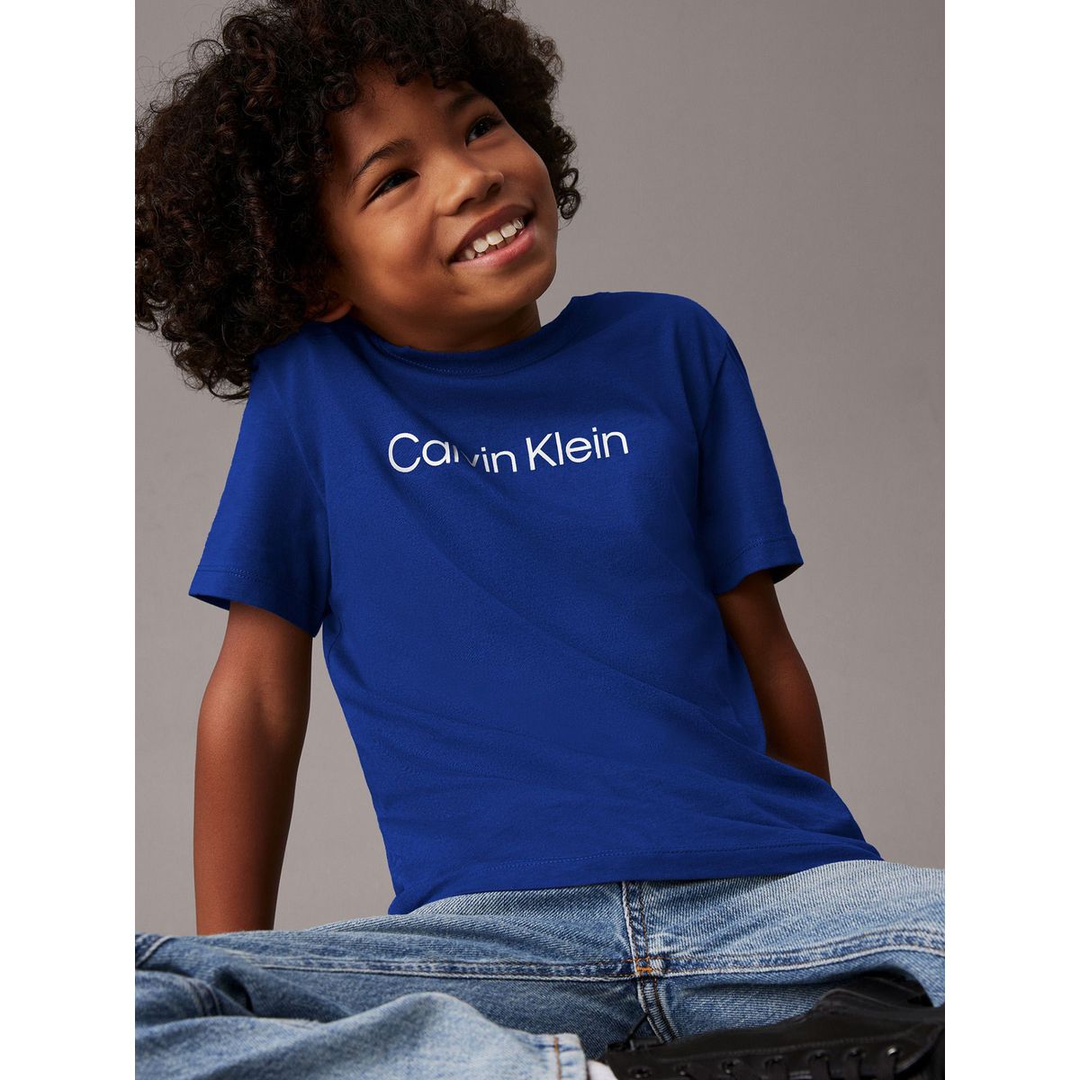 CALVIN KLEIN - Camiseta azul con logo infantil Calvin Klein