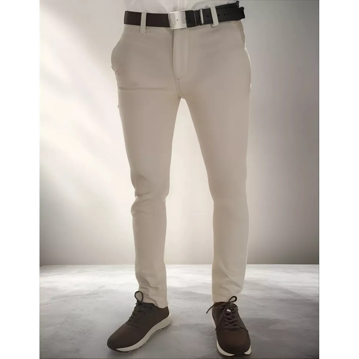 ABC - Pantalon dril licrado para hombre clasico colores drill elegante