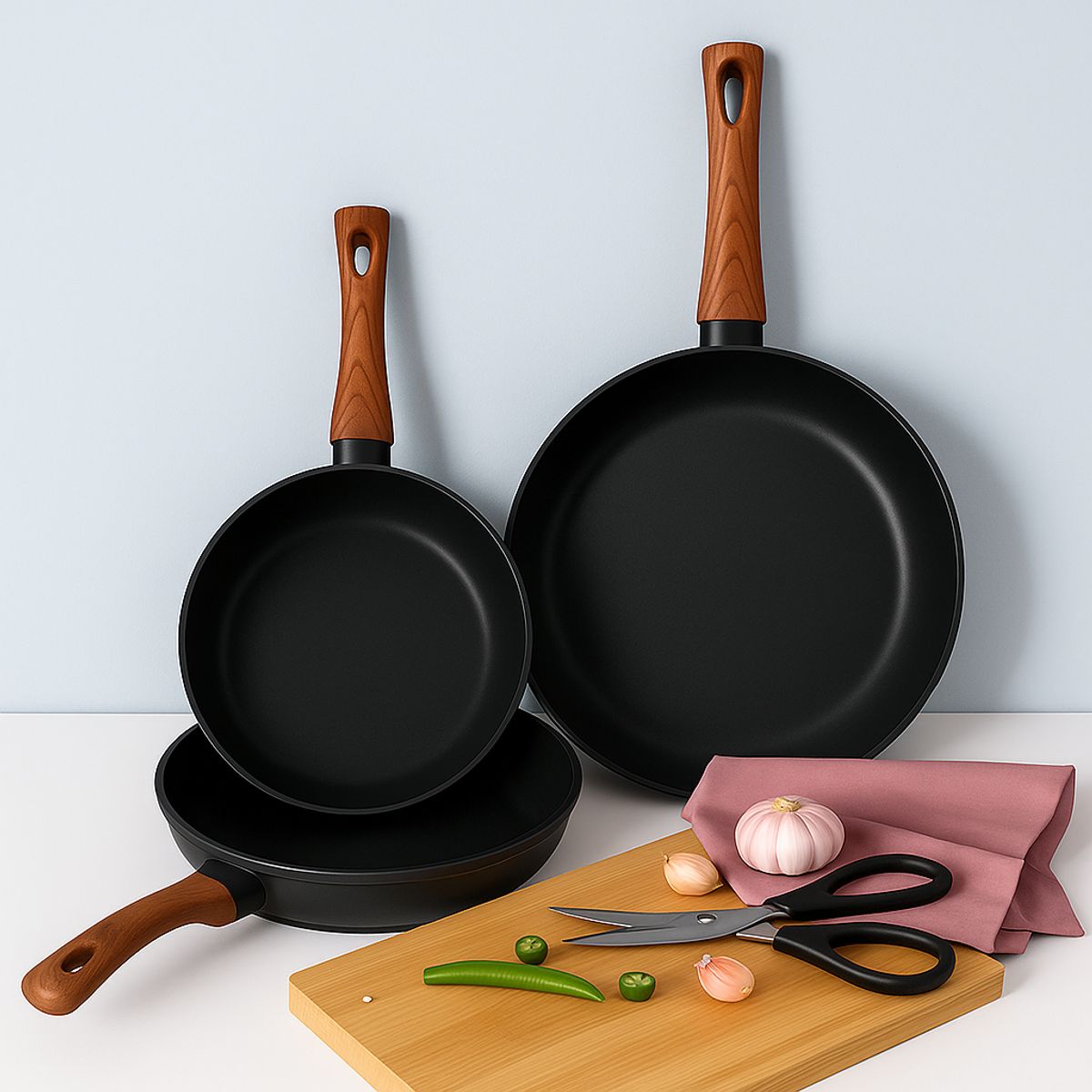 KITCHENWARE - Set x3 Sartenes Natura  Aluminio Forjado  Kitchenware