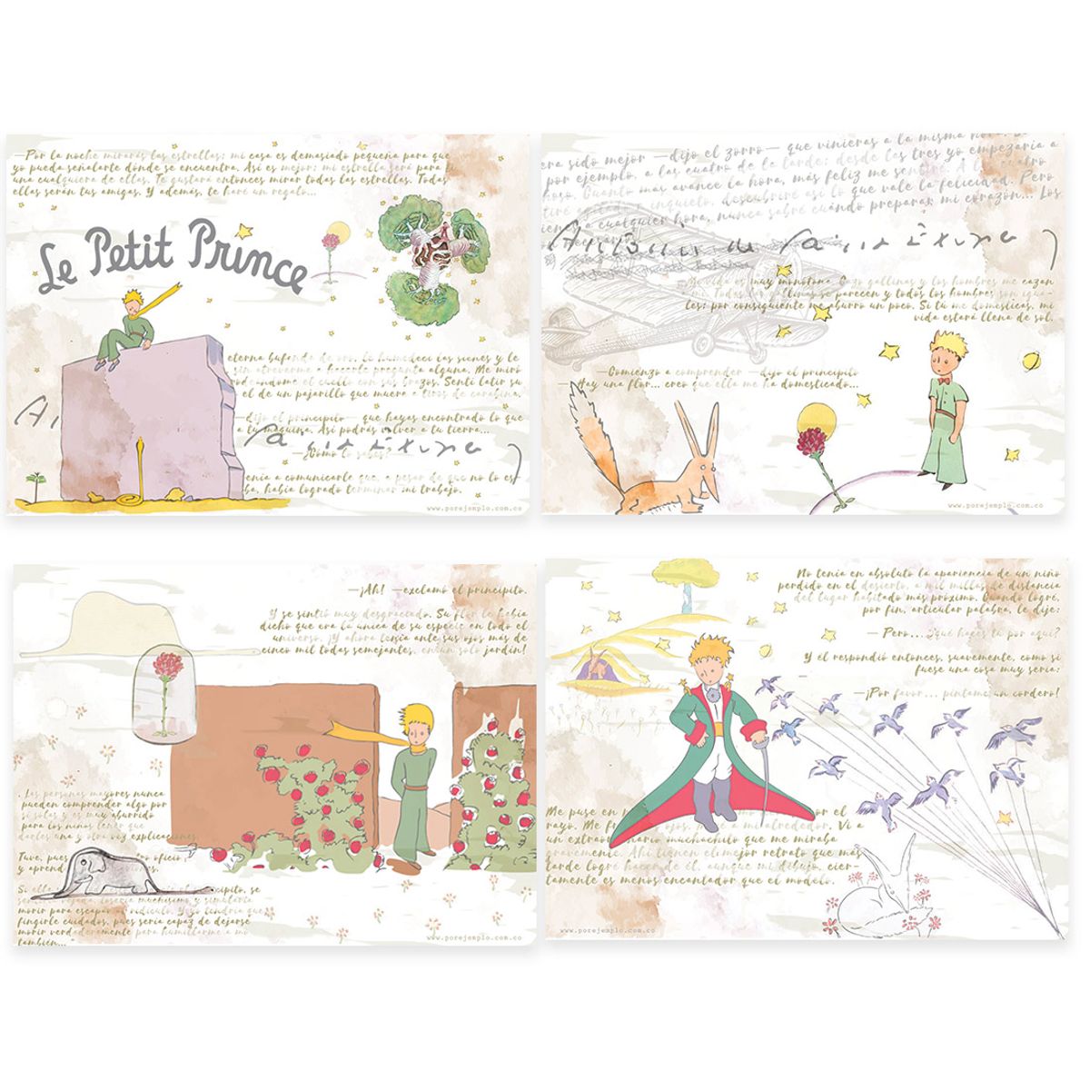 POR EJEMPLO DISEÑO Y DECORACION - 4 Individuales De Mesa El Principito