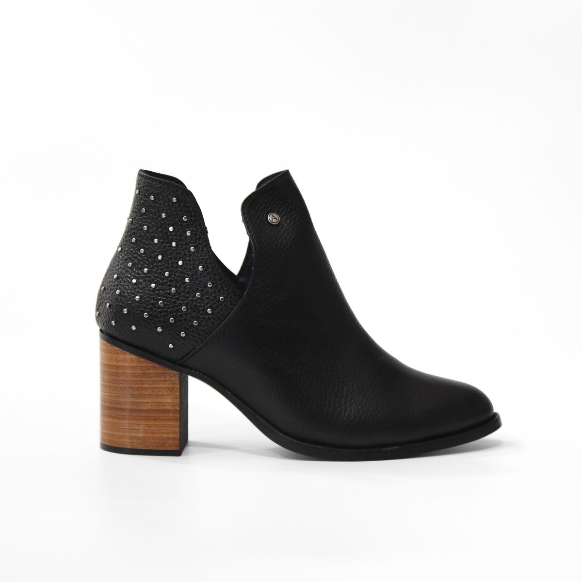 ANTONINA SHOES - Botines en Cuero Negro con Taches
