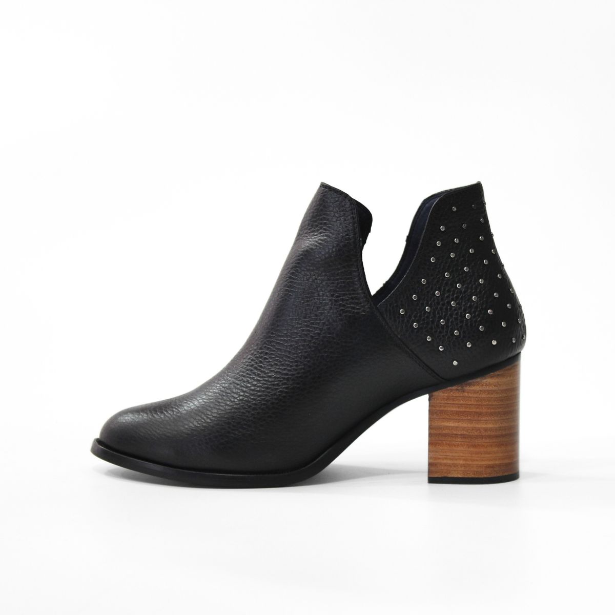 ANTONINA SHOES - Botines en Cuero Negro con Taches