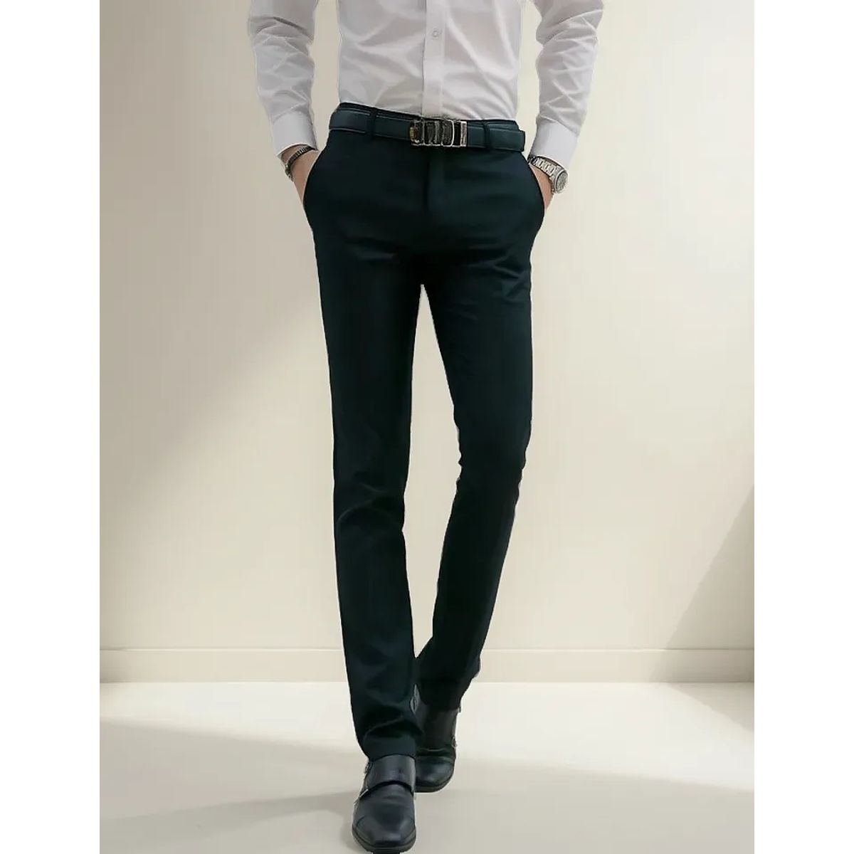 ABC - Pantalon lino traje para hombre clasico colores elegante negocios