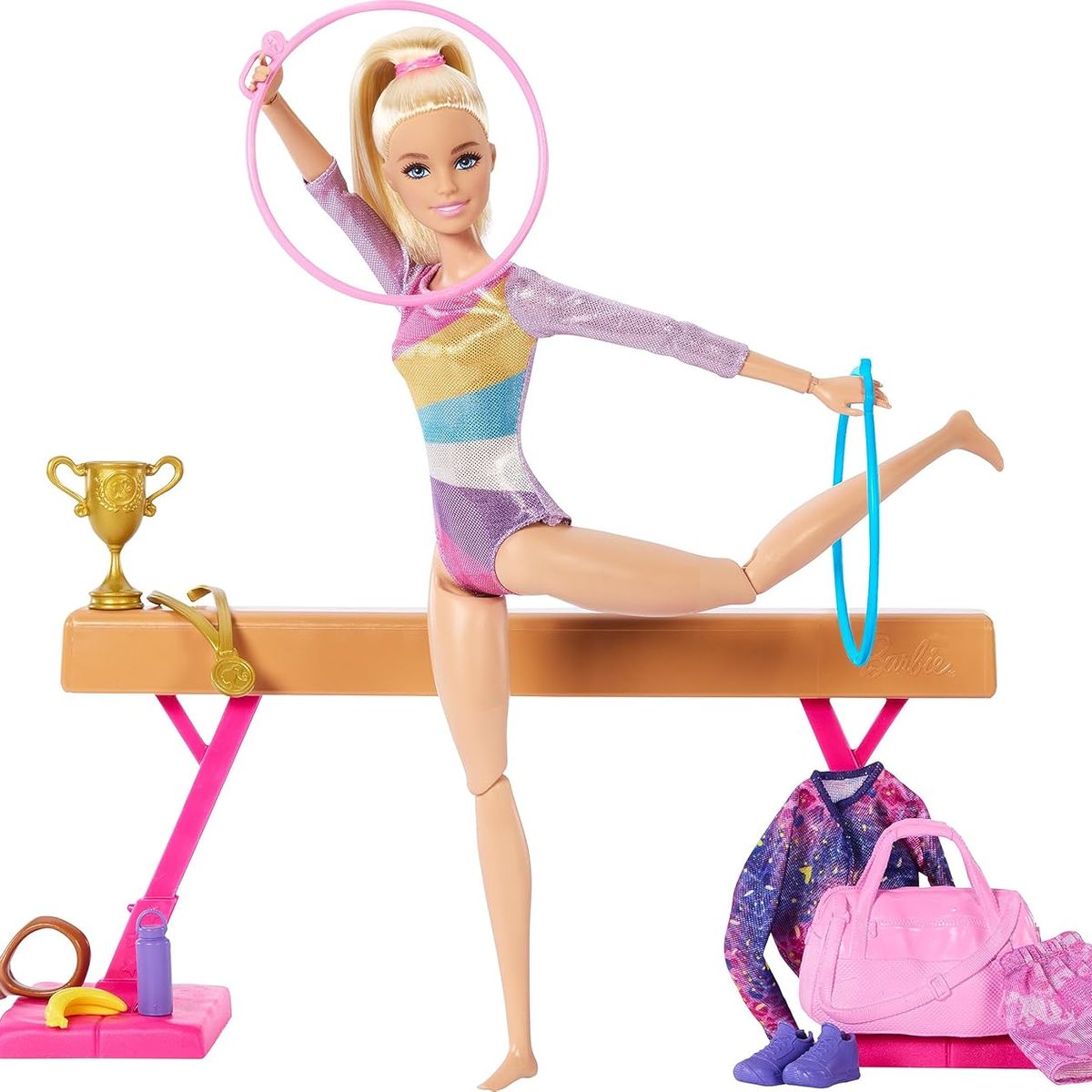BARBIE - Muñeca Gimnasia Barbie y Accesorios Juego con C-Clip Balance Beam