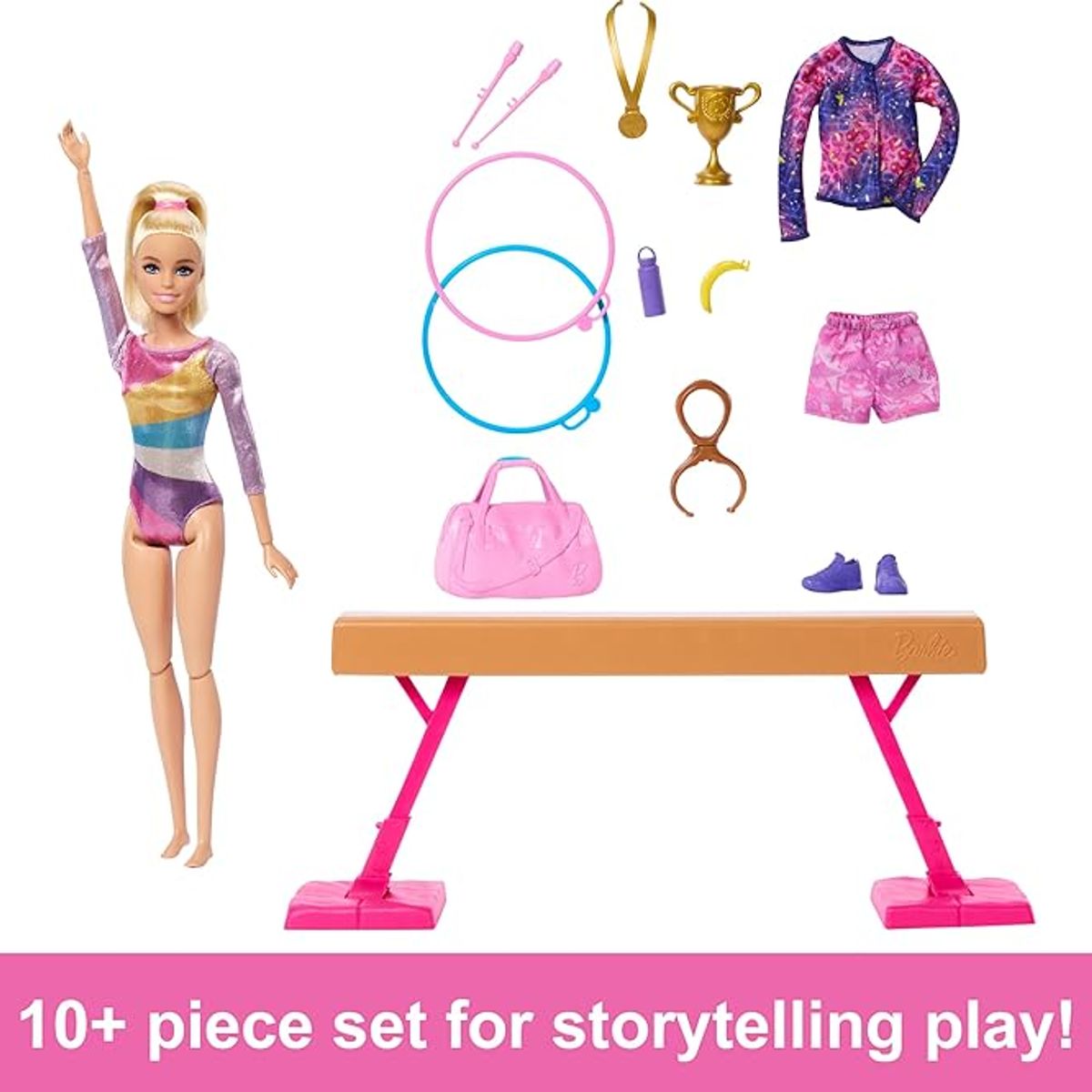 BARBIE - Muñeca Gimnasia Barbie y Accesorios Juego con C-Clip Balance Beam