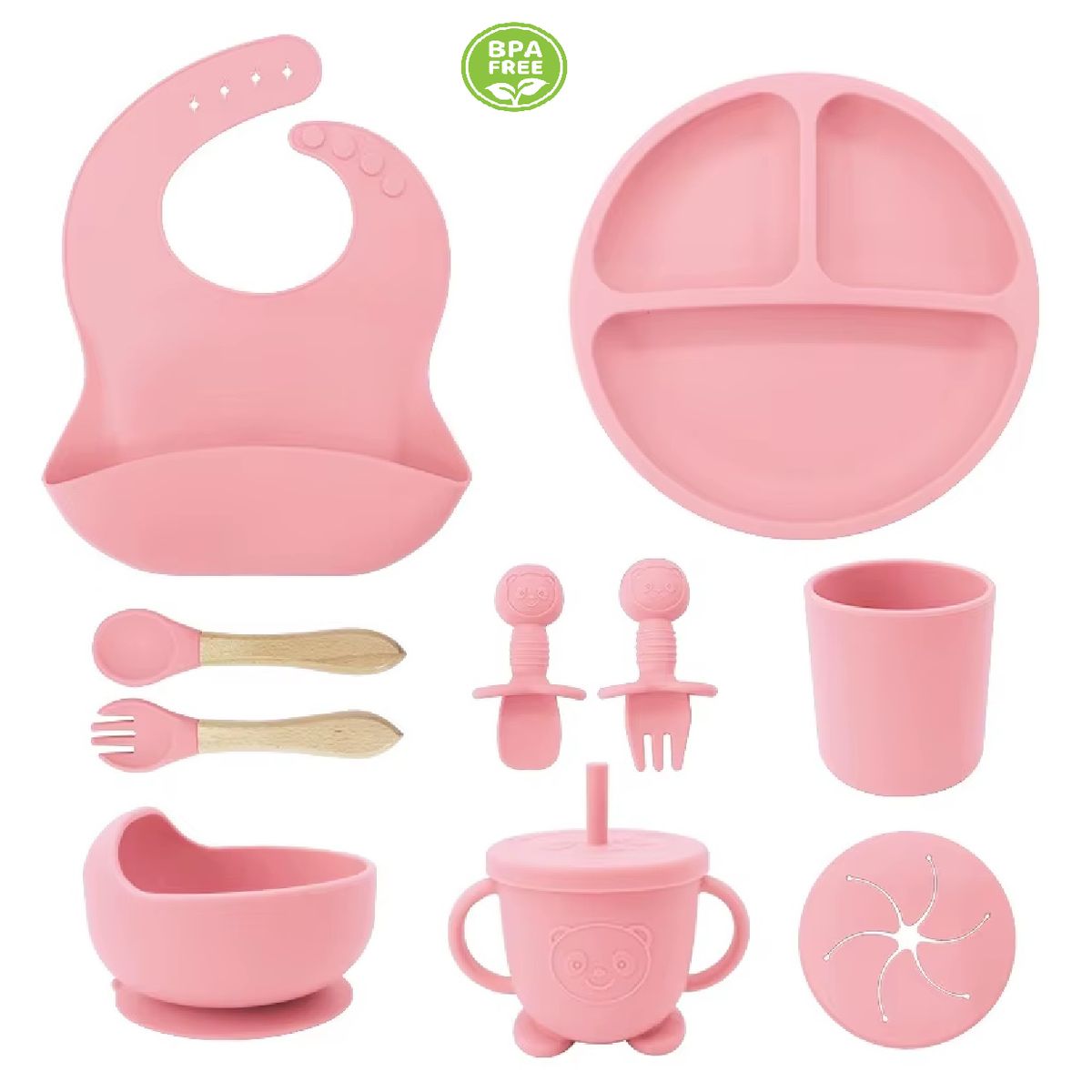 MUNDO BEBE - Set Vajilla Para Bebé 8 Piezas Silicona Niña Niño