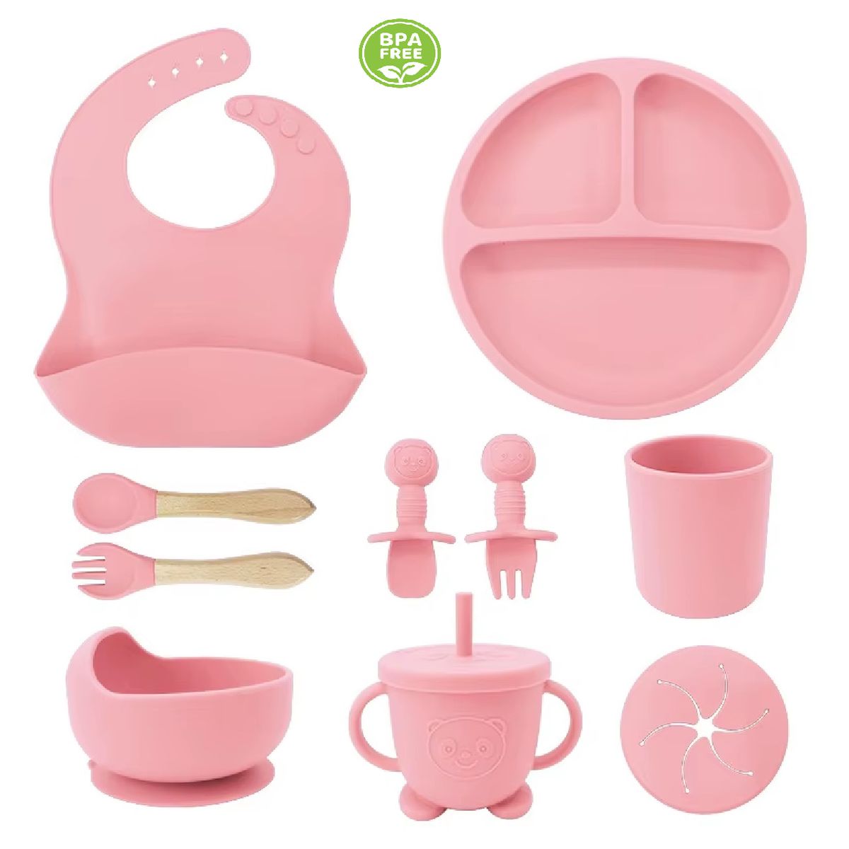 MUNDO BEBE - Set Vajilla Para Bebé 8 Piezas Silicona Niña Niño