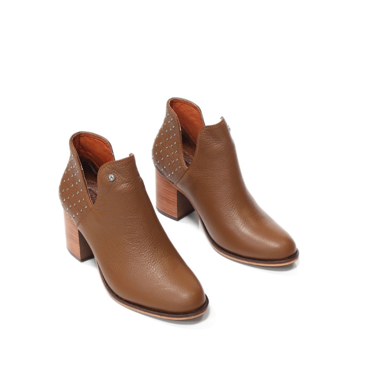 ANTONINA SHOES - Botines en Cuero Miel con Taches